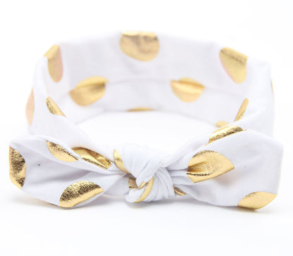 Gold Baby Cotton Headband Girls Knotted Head Wraps Jersey Knit Headwraps Gold Headband - Shopy Max