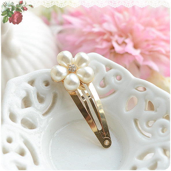 Pearl Flower Golden Crown Fur Cat Girls Hair Clip Hairpin Baby Hair Accessories Kids Children Headwear kk1201 - Shopy Max