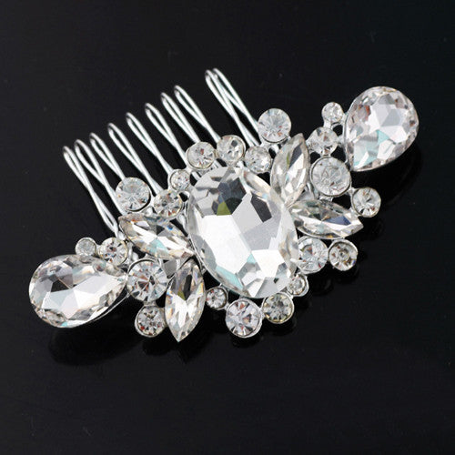 New Fashion Crystal Rhinestone Flower Hair Clip Comb Pin For Women Bridal Wedding - Shopy Max