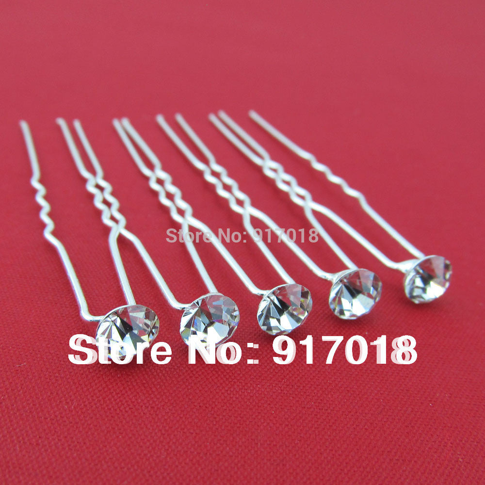 Wholesale 20pcs Lot Clear 6mm Crystal Rhinestone Wedding Bridal Hair Accessories Hair Pin Clips