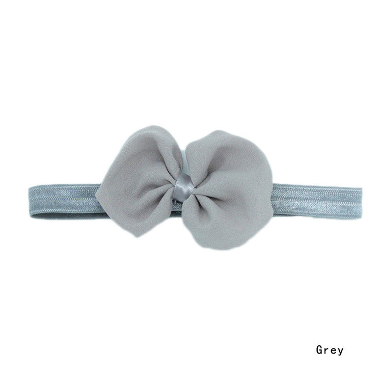 Fashion Solid Color Chiffon Bowknot Elastic Baby Girl Hairbands 14 Colors Hair Accessories BB-265 - Shopy Max