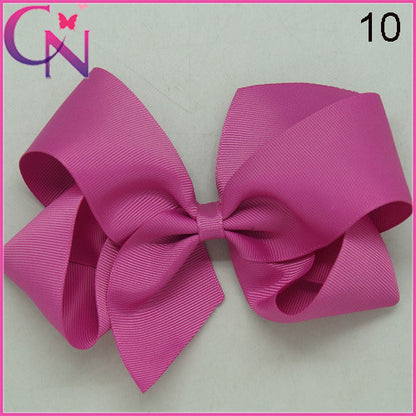 High Quality 6" Fashion Solid Ribbon Hair Bow For Baby Kids Girls Handmade Hair