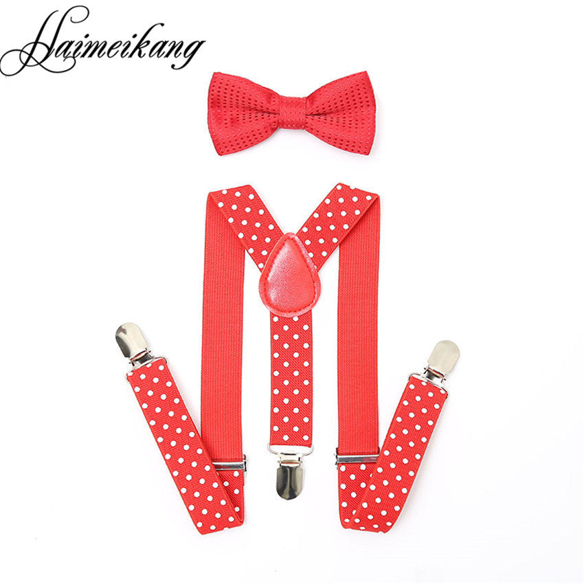 1Set Children Suspenders Bow tie Bow Tie Ties Adjustable Boys Girls Kid 3 Clip-on Y Back Elastic Braces Suspenders