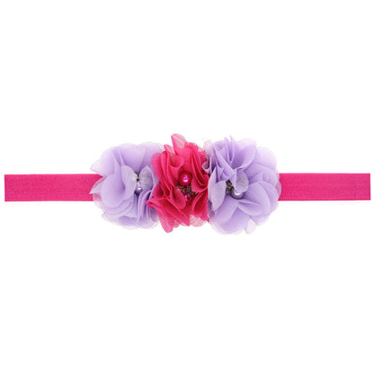 20Clrs New Fashion Hot children kids Baby girls pearl diamond 3 flowers Headband Headwear Hair Band Head Piece Accessories