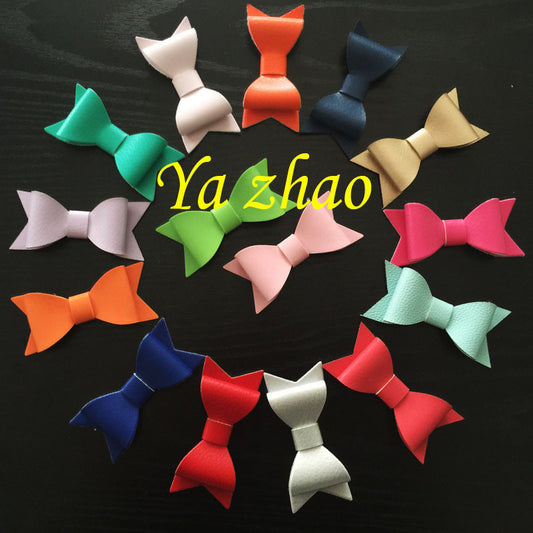 Free Shipping 50pcs/lot Newest Artificial Leather Bows Without Clips Baby Fashion Hair Accessory