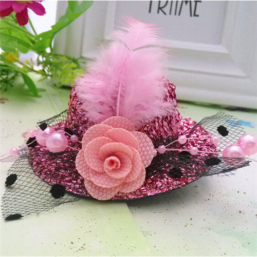 Christmas Gift 8cm Diameter Cap Hairpins Party Prom Hair Clip Fur Hat Children Flower Hair Accessories Women Barrettes