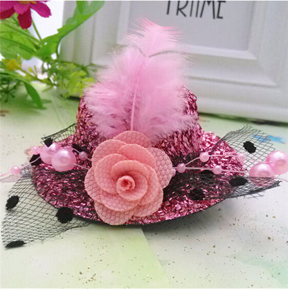 Christmas Gift 8cm Diameter Cap Hairpins Party Prom Hair Clip Fur Hat Children Flower Hair Accessories Women Barrettes