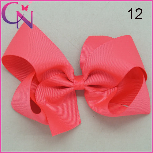 High Quality 6" Fashion Solid Ribbon Hair Bow For Baby Kids Girls Handmade Hair