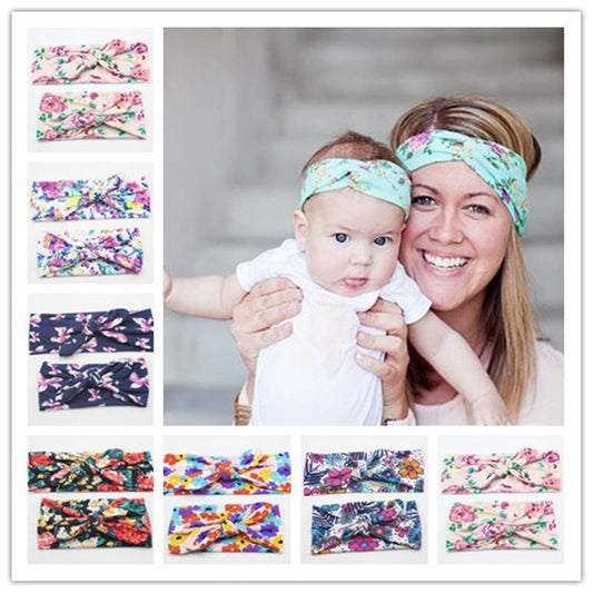 2016 Top Sales 1Set(2Pcs) Mom and Me Boho Turban Headband Top Knotted Rabbit