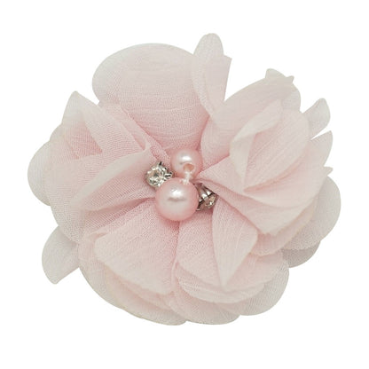 20 Color Sweet High Quality Fashion Chiffon Flower For Girls Infant Cute Rhinestone Pearl Without Clips DIY Hair Accessories