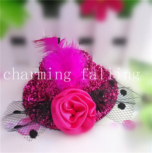 Christmas Gift 8cm Diameter Cap Hairpins Party Prom Hair Clip Fur Hat Children Flower Hair Accessories Women Barrettes