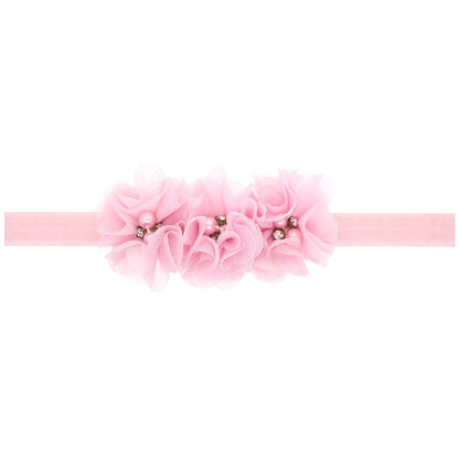 20Clrs New Fashion Hot children kids Baby girls pearl diamond 3 flowers Headband Headwear Hair Band Head Piece Accessories