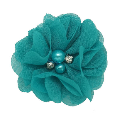 20 Color Sweet High Quality Fashion Chiffon Flower For Girls Infant Cute Rhinestone Pearl Without Clips DIY Hair Accessories