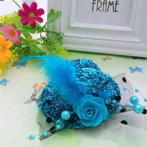 Christmas Gift 8cm Diameter Cap Hairpins Party Prom Hair Clip Fur Hat Children Flower Hair Accessories Women Barrettes