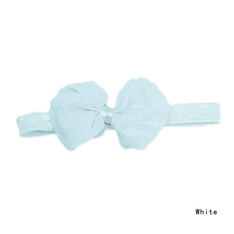 Chiffon Bowknot Baby Headbands Solid Color Baby Girl Elastic Hair Bands Headwear