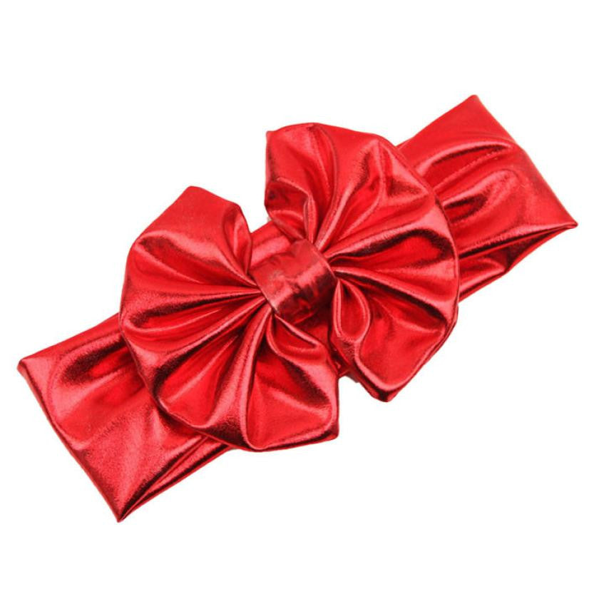 New Fashion Children Metallic Messy Big Bow baby Girls Headband Baby kids Cloth Turban - Shopy Max