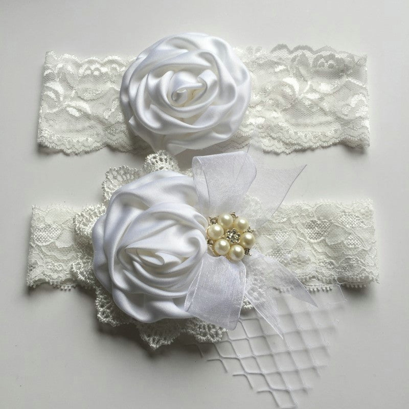 1set/lot  Satin Flower Matching Handmade Lace Bow Headband Baby Headband  Luxe Headband