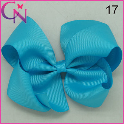 High Quality 6" Fashion Solid Ribbon Hair Bow For Baby Kids Girls Handmade Hair