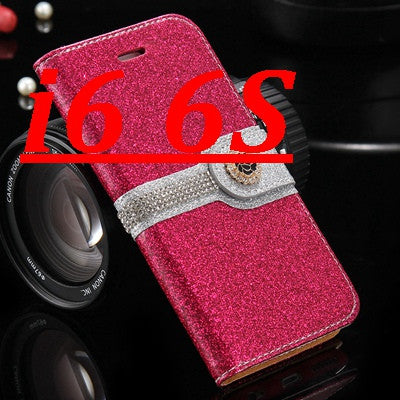 i6 /6S/ Plus Sparkling Glitter Diamond Line Leather Case for Apple iPhone 6 /6S for iPhone 6 /6S /Plus Wallet Stand Photo Cover - Shopy Max