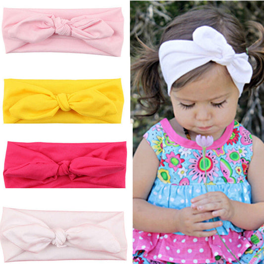 Cute Baby Girl Cloth Headband Bowknot Headwear Children Headdress Rabbit Ears Bow Elastic