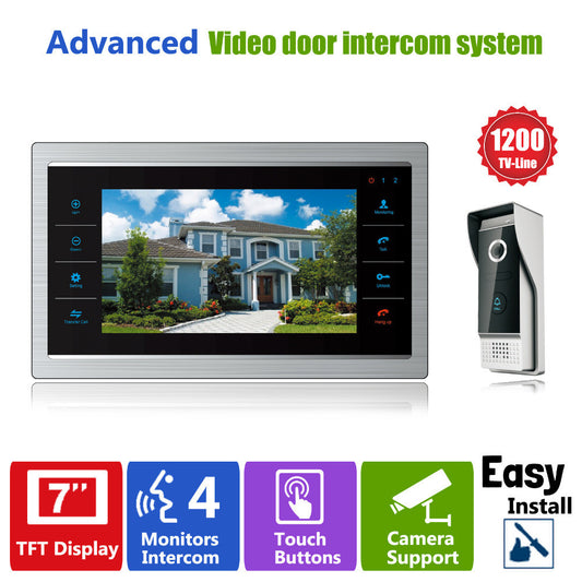 YSECU 7" TFT 1200TVL Door Monitor Video Intercom Home Door Phone Recorder System SD/TF Card Supported Waterproof Rain Cover - Shopy Max