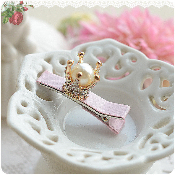 Pearl Flower Golden Crown Fur Cat Girls Hair Clip Hairpin Baby Hair Accessories Kids Children Headwear kk1201 - Shopy Max