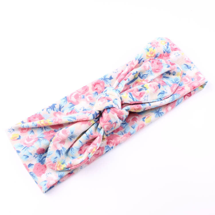 Newborn Floral Knotted Bow Headband Baby Girl Bunny ear Headband Infant Headband