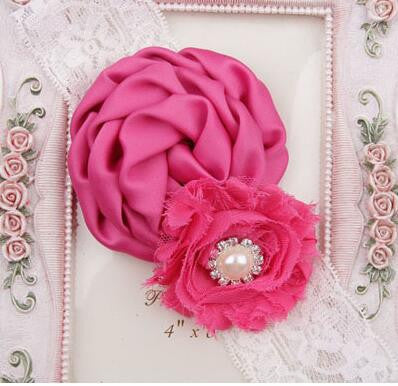 Elastic Headbands with pearl  flower baby girl hair accessories infant rose flower hairbands headwear