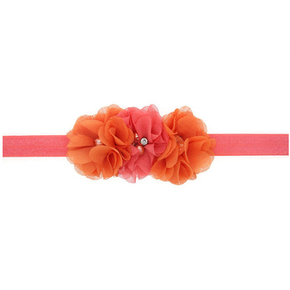 20Clrs New Fashion Hot children kids Baby girls pearl diamond 3 flowers Headband Headwear Hair Band Head Piece Accessories