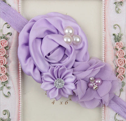 Elastic Headbands with pearl  flower baby girl hair accessories infant rose flower hairbands headwear