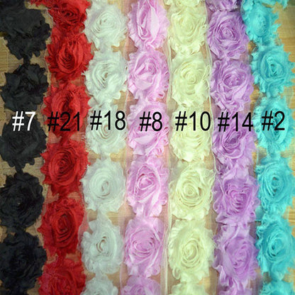 Chiffon Rose Trim Shabby Flowers 15yards Shabby Chiffon Flowers For Hair accessories 7 colors for selection