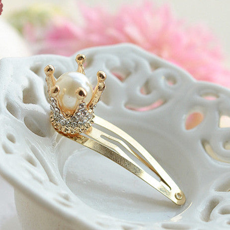 Pearl Flower Golden Crown Fur Cat Girls Hair Clip Hairpin Baby Hair Accessories Kids Children Headwear kk1201 - Shopy Max