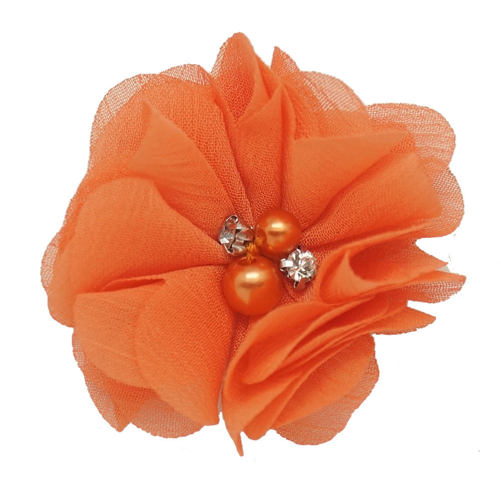 20 Color Sweet High Quality Fashion Chiffon Flower For Girls Infant Cute Rhinestone Pearl Without Clips DIY Hair Accessories