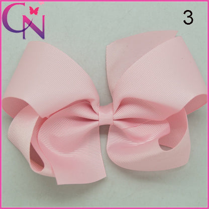 High Quality 6" Fashion Solid Ribbon Hair Bow For Baby Kids Girls Handmade Hair