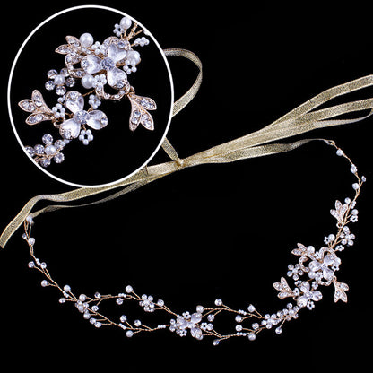 Elegant Luxurious Gold & Silver Plated Stretchable Crystal Pearl Headband Bridal Hair