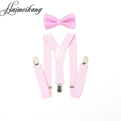 1Set Children Suspenders Bow tie Bow Tie Ties Adjustable Boys Girls Kid 3 Clip-on Y Back Elastic Braces Suspenders