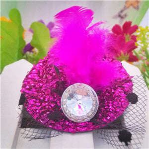 New 5cm Diameter Hat hair barrettes Party Prom Hair Clip With Fur