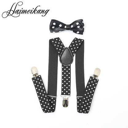 1Set Children Suspenders Bow tie Bow Tie Ties Adjustable Boys Girls Kid 3 Clip-on Y Back Elastic Braces Suspenders