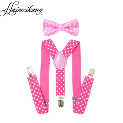 1Set Children Suspenders Bow tie Bow Tie Ties Adjustable Boys Girls Kid 3 Clip-on Y Back Elastic Braces Suspenders