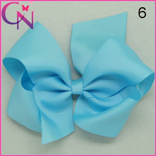 High Quality 6" Fashion Solid Ribbon Hair Bow For Baby Kids Girls Handmade Hair