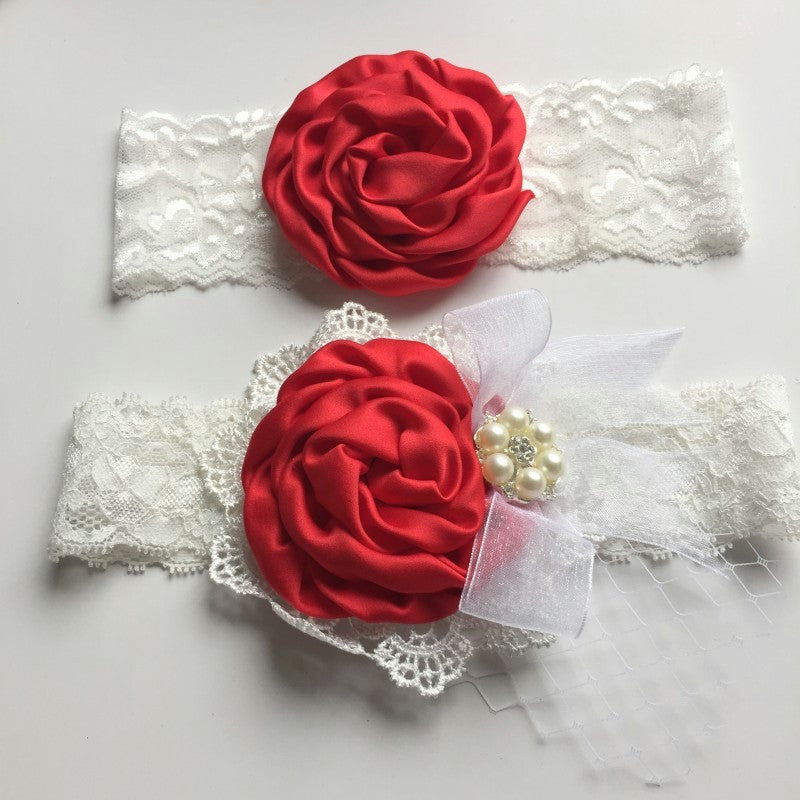 1set/lot  Satin Flower Matching Handmade Lace Bow Headband Baby Headband  Luxe Headband