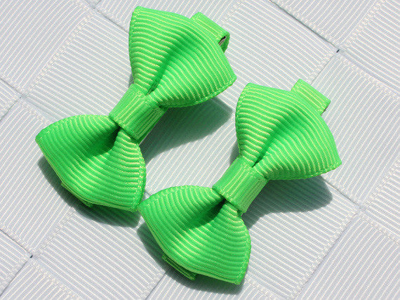 2pcs/lot boutique barrettes for children baby girls mini ribbon hair clip bows - Shopy Max