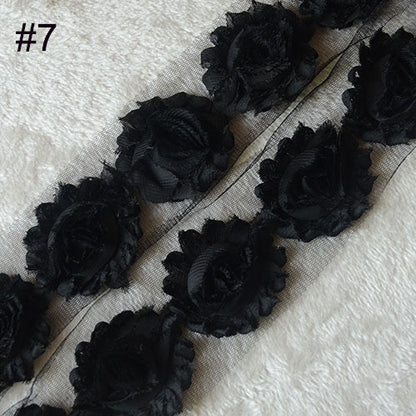 Chiffon Rose Trim Shabby Flowers 15yards Shabby Chiffon Flowers For Hair accessories 7 colors for selection