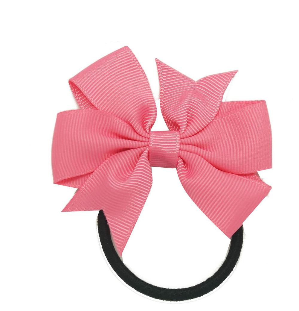 3" Baby Girl Solid Ribbon Hairbow Handmade Pinwheel Bows With Elastic Band Windmill - Shopy Max