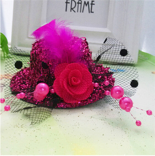 Christmas Gift 8cm Diameter Cap Hairpins Party Prom Hair Clip Fur Hat Children Flower Hair Accessories Women Barrettes