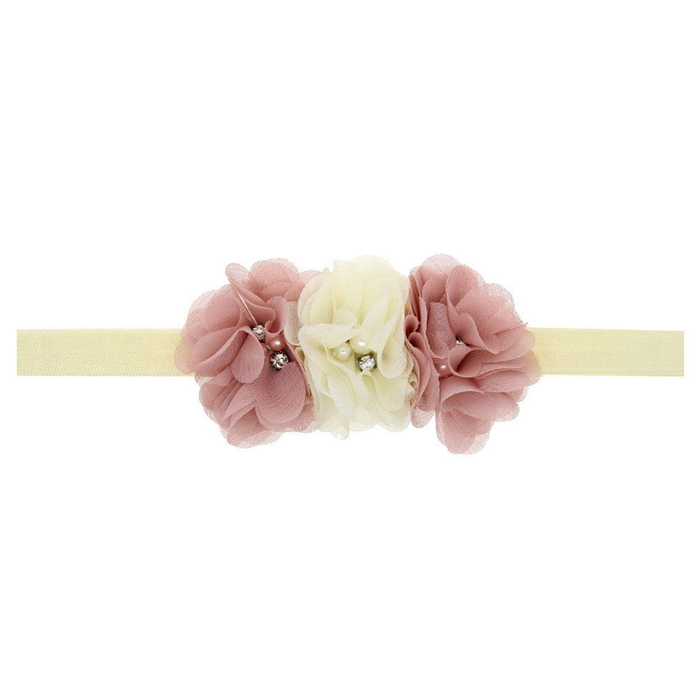 20Clrs New Fashion Hot children kids Baby girls pearl diamond 3 flowers Headband Headwear Hair Band Head Piece Accessories