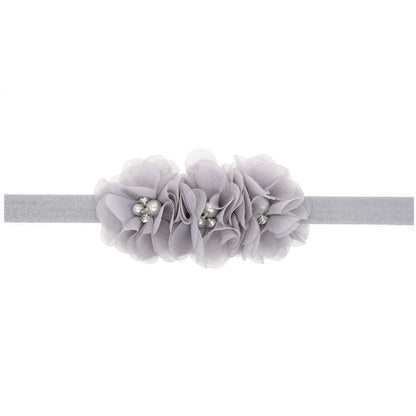 20Clrs New Fashion Hot children kids Baby girls pearl diamond 3 flowers Headband Headwear Hair Band Head Piece Accessories