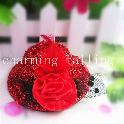 Christmas Gift 8cm Diameter Cap Hairpins Party Prom Hair Clip Fur Hat Children Flower Hair Accessories Women Barrettes