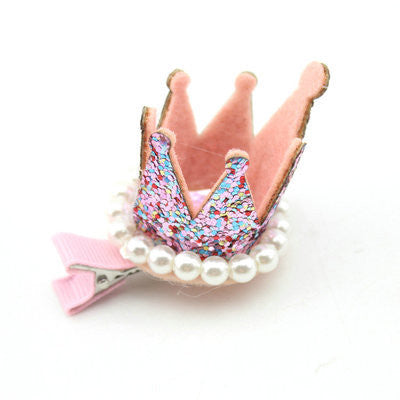 New Princess Crown Hairpin Hair Accessories Resin Diamond Gliter Pearls Girls