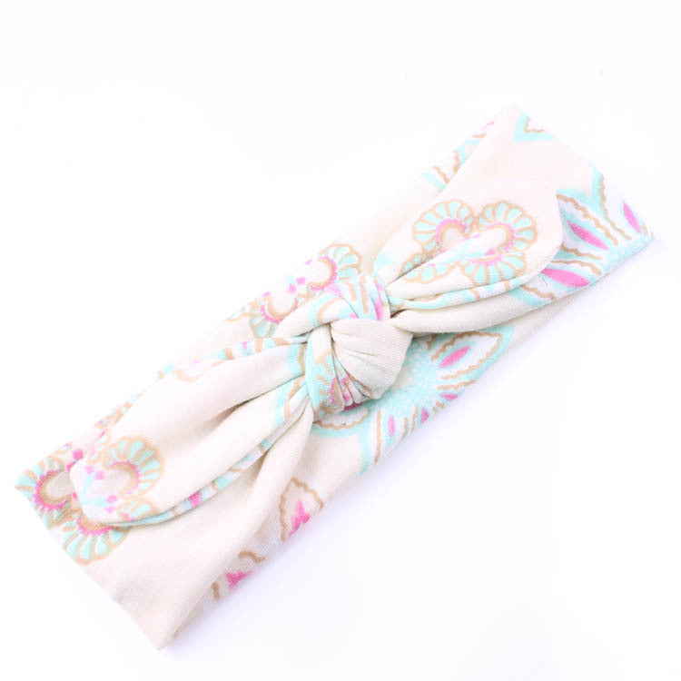 Newborn Floral Knotted Bow Headband Baby Girl Bunny ear Headband Infant Headband